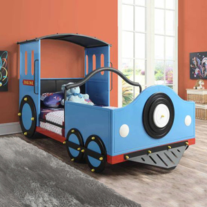儿童上下铺托马斯火车造型双层铁艺床蓝色青少年汽车床儿童床铁床