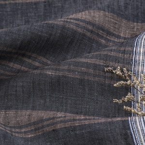 色织横条纹亚麻布 灰色系粗细条纹色织面料衬衣DIY服装布料