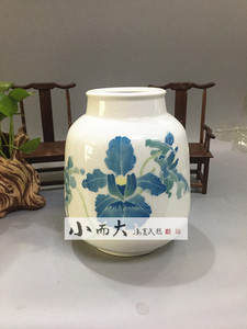 醴陵老瓷器湖南省陶瓷研究所釉下五彩手绘蓝花花瓶收藏礼品瓷