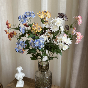 单枝多头墨兰蓝星花兰花中式花材拍摄道具婚庆家居仿真花雏菊装饰