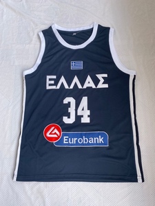 34号希腊国家队 字母哥 阿德托昆博 长臂怪 刺绣 球衣潮流篮球服