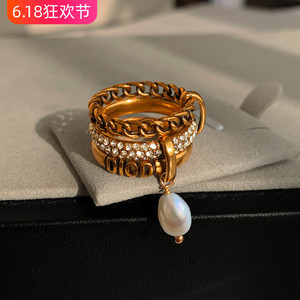 巴洛克珍珠戒指女2024新款小众设计轻奢高级感时尚个性复古食指环