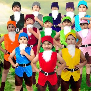 圣诞节七个小矮人衣服儿童服帽子童白雪公主和7个小矮人表演服装