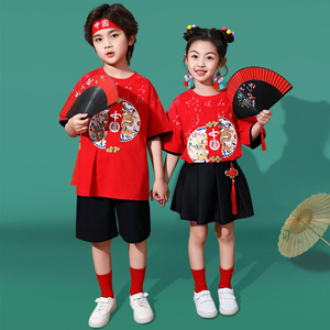 六一儿童演出服啦啦队表演服舞蹈服小学生运动会服装女汉服中国风