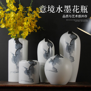 景德镇陶瓷花瓶摆件麦穗干花客厅鲜花仿真插花装饰新中式大号窄口