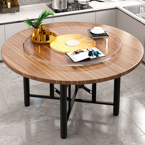 实木餐桌大圆桌旋转盘家用小户型圆形吃饭桌子圆面板商用桌椅套装