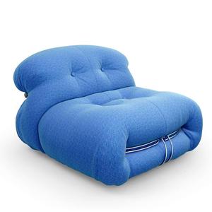 钢牙椅单人休闲沙发布椅子定制家具客厅卧室创意蓝色绒布河马沙发