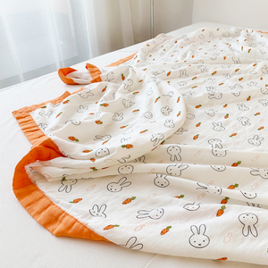 夏季纯棉四层纱儿童盖毯婴儿全棉竹纤维纱布小毯子幼儿园午睡毯子