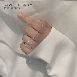 LOVE FREEDOM独家迷你小水晶进口14k包金超闪水晶戒指女极细叠戴