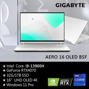 2023款 技嘉AERO 16 BSF i9-13900H/RTX4070设计师游戏笔记本电脑