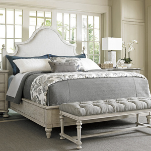 美式乡村橡木实木床主卧室白色做旧双人床1.8米软靠床单人1.5家具