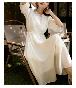 欧洲站白色仙女裙2024春夏新款女装欧美大牌刺绣气质宽松显瘦长裙