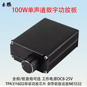 TPA3116D2单声道功放板100W低音炮模块成品全频数字功放机 带外壳
