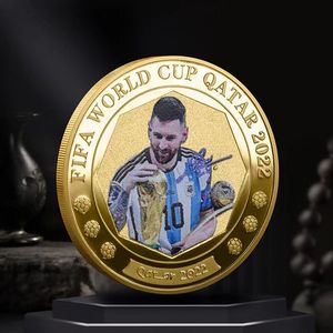 2023卡塔尔足球世界杯足球纪念章C罗梅西纪念币收藏礼物