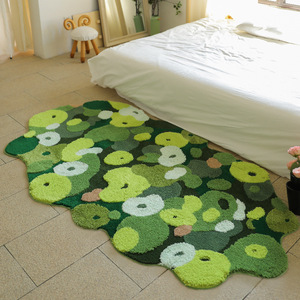 苔藓地毯植绒地毯垫卧室簇绒床边地毯客厅地毯机织苔藓地毯地垫