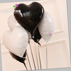 18英寸爱心五角星黑色白色桃心星星铝膜气球韩式生日派对告白气球
