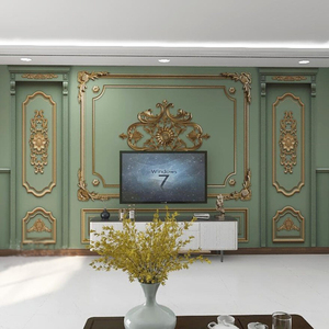 18D立体欧式墨绿壁纸壁画客厅沙发无缝墙布电视背景轻奢复古墙纸