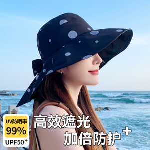 夏季遮阳布帽新款时尚女士大沿可折叠防晒帽子防紫外线沙滩太阳帽