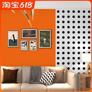 千鸟格墙纸美式复古轻奢风格卧室客厅几何拼色拼接爱马仕橙色壁纸