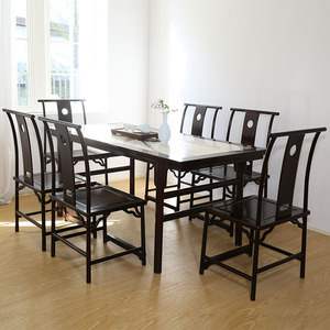 东非酸枝餐桌椅组合红木云石简约饭台实木餐桌新中式家用客厅