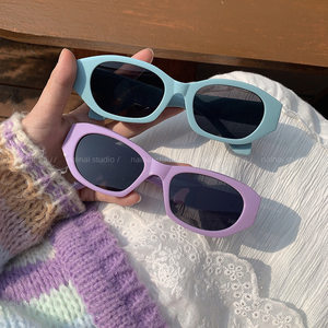 紫色+蓝色墨镜~独特小众款2024年春季新款太阳眼镜遮阳网红凹造型