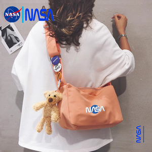 NASA联名新款斜挎包女运动腰包休闲单肩手提包纯色时尚帆布背包男