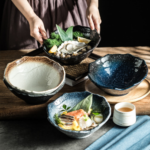 不规则斜口碗刺身碗盘火锅门店配菜碗蔬菜碗凉粉碗商用陶瓷碗大碗