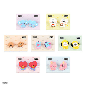 韩国正品BT21 Q版磁吸冰箱贴魔术贴夹子收纳套装magnet clip set