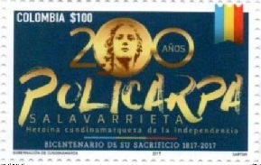 哥伦比亚2017独立纪念和名人国旗邮票1全