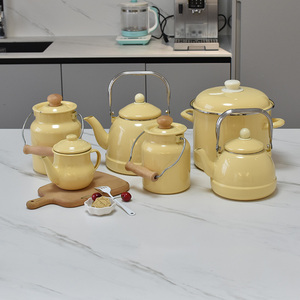 木易食堂 小清新奶黄纯色系列茶壶珐琅搪瓷水壶储物桶夏季新款NEW