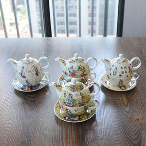 出口英国兔子单人杯壶英式下午茶茶具可爱卡通咖啡杯碟茶壶骨瓷