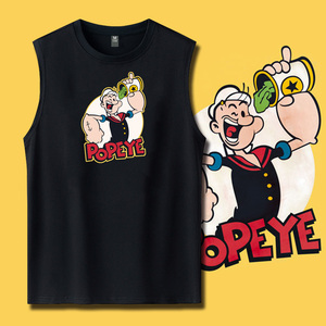 Popeye大力水手时尚青少年无袖T恤衫ins超火的情侣装纯棉大码背心