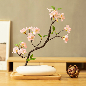 新中式仿真樱花桃花梅花枝造型花枝假花绢花软装室内桌面装饰花艺