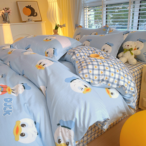 儿童卡通纯棉蓝色海军鸭子三四件套韩式男孩全棉被套女孩床单床品