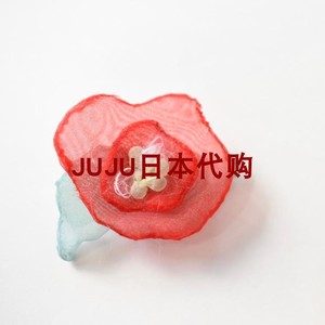 *日本代购耳环耳夹单耳日本式时髦椿花可爱透明纱调皮心4.9日本製