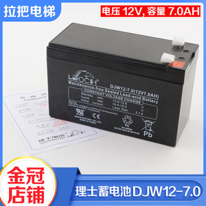 原装理士轿顶应急电源蓄电池DJW12-7.0(12V7.0ah)拉把电梯配件