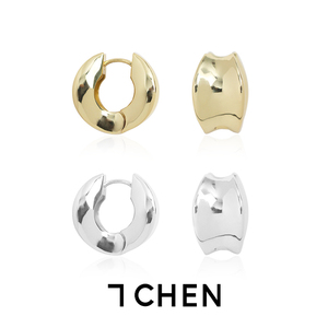 7CHEN 欧美新款金银色自然纹理造型耳环简约百搭个性饰品耳钉耳饰