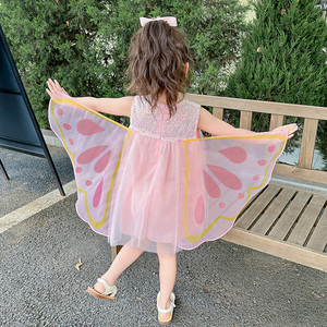 女童彩色翅膀公主裙夏季2024新款儿童表演服小女孩夏装连衣裙裙子