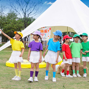 六一儿童短裤短裙白色演出服小学生表演服幼儿园糖果色合唱服夏季