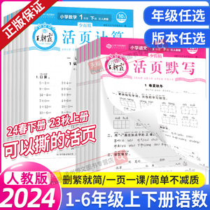 2024春新版王朝霞活页默写活页计算一二三年级四五六年级下册上人教版语文数学同步专项训练书小学生口算题卡默写能手小达人少而精