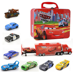 赛车汽车总动员合金玩具车模型闪电麦昆板牙车王 铁盒子组合套装