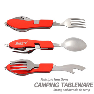 Selpa登山户外野餐折叠餐具不锈钢折叠勺野营烧烤便携式刀叉勺子