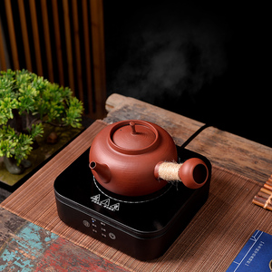 潮州砂铫壶煮水侧把红泥煮茶器窑变跳盖壶家用功夫茶具电陶炉煮茶