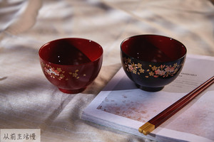 日本进口前重漆器樱花夫妻对碗结婚七夕礼物喜碗筷子套装婚礼用品