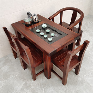 老船木小户型阳台茶桌椅组合实木功夫茶几家用简约小型泡茶台茶桌