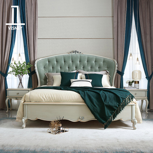 卫诗理Jade法式轻奢实木床布艺软靠双人床主卧欧式榉木公主床EF3