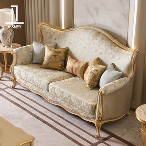 卫诗理Margaret宫廷复古小法式实木沙发欧式提花布三人位沙发EF2