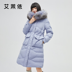 艾莱依商场同款羽绒服女冬季新款潮鸭绒设计感中长款清新高端外套