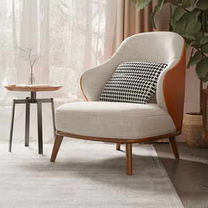 北欧客厅实木单人沙发老虎椅休闲设计师躺椅现代简约轻奢创意椅子