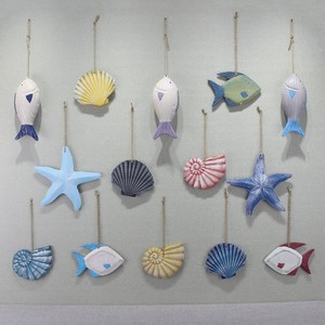 海洋风复古海螺贝壳挂件海星小鱼形挂饰地中海风格墙面壁饰装饰品
